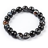 MEHUK Natural Stretch Gemstone Crystal Bead Bracelet, Healing Stone Beaded Tiger Eye Bracelets for Women Men Gifts (Unisex)