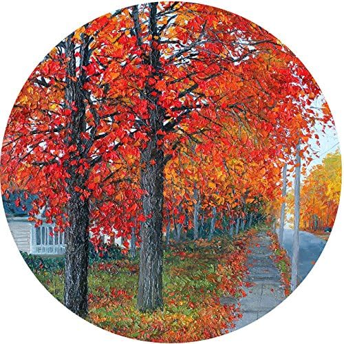 Cutting Board Tempered Glass Decorative Art Red Tree Painting Chopping Boards for Kitchen (12 Inch Round)