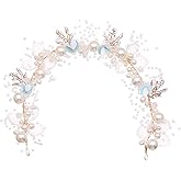 Kids' Wedding Hair Accessories - Princess Headpiece, White Flower Headband Pearl for Girls, Cute Bridal Wedding Hair Band, Women's Fashion Headbands (Blue)