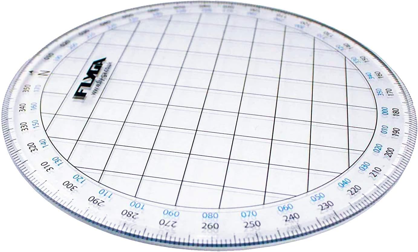 FlyGA Map Navigation Protractor (Circle) - for LAPL PPL(A), PPL(H) & CPL Aviation Pilots + Marine, Boating & Sailing Captains - Image 3