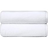 鶹 Basics 2 Piece Quick-Dry Oversize Bath Towel, 100% Cotton, White, 54" x 30"