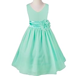 YiZYiF Kids Big Girls Double V Neck Flower Dress