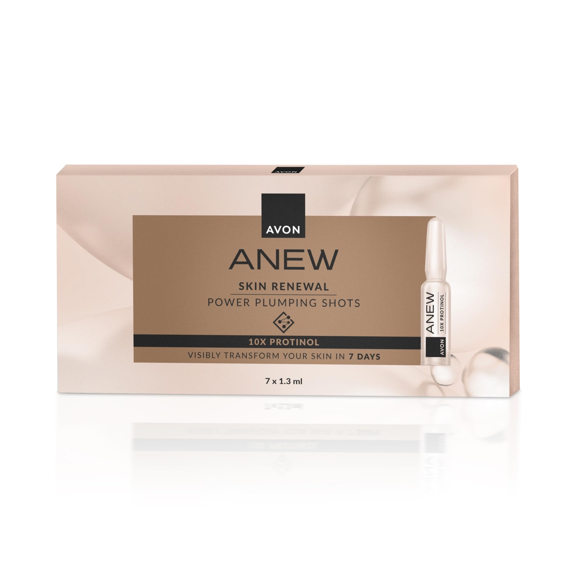 Avon Anew Skin Reset Plumping Shots Pack of 7 x 1.3ml, Formulated with Protinol™ Technology, Smoother, Plumper-Looking Skin, Restores Firmness & Elasticity, Cruelty Free