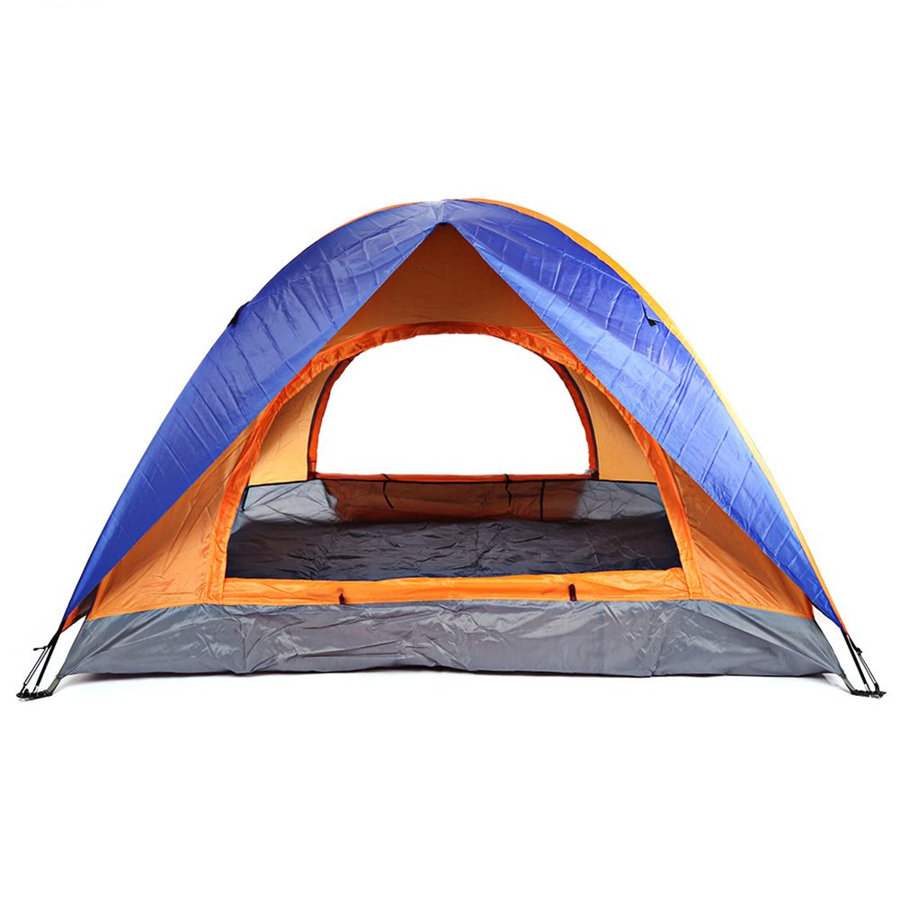 Camping Tent Double Layer 2 Door Backpacking Tents Hiking Shelters 4 Season Family Instant Tent (orange & blue, 3-4 person tent)