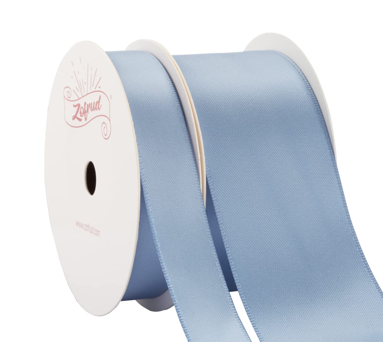 Zofrud 2 Rolls of French Blue Double Faced Satin Ribbon - 18 Meters Total (16mm and 38mm x 9M) - Ideal for Crafts, Gift Wrapping, and Weddings