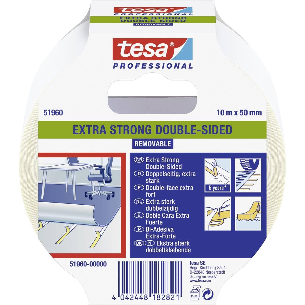 tesa 51960-0000-11 51960-00000-11 Double-Sided Tape Extra Strong Removable Series 51960-10 m x 50 mm
