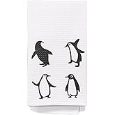 Yomisex Penguin Gifts Bathroom Decor Hand Towels for Bathroom, Black and White Penguin Decorative Kitchen Dish Towels, 16x24 Inch