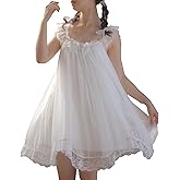 Pansleejoy Women's Vintage Victorian Nightgown Summer Sleepwear Sleeveless Lounge Dress