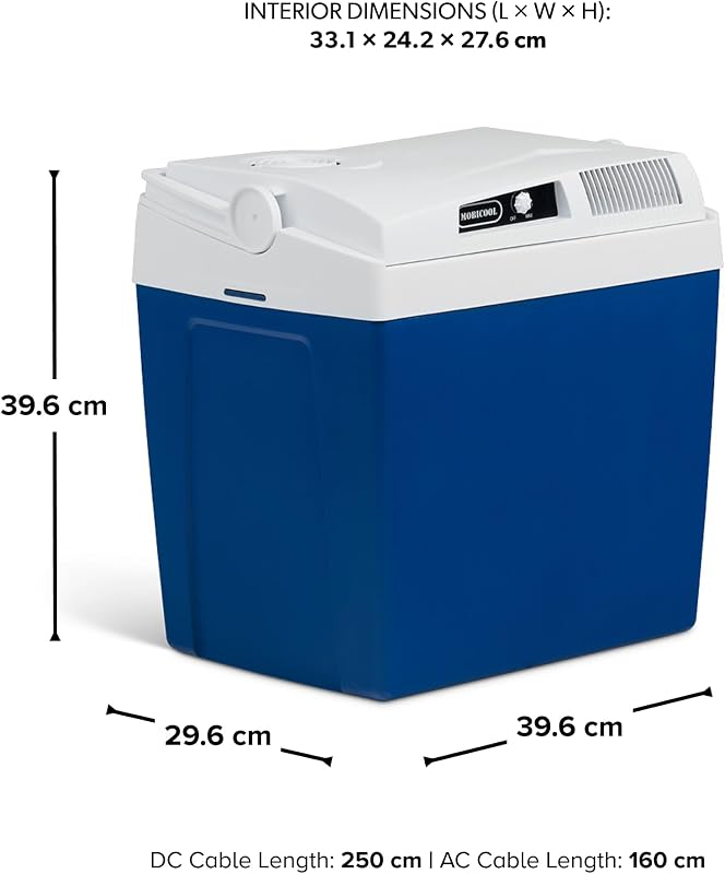 ME24 Glacière électrique portable, 23 litres, 12 V et 230 V pour voiture, camion, camping-car, bateau et prise de courant