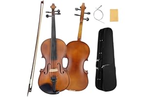 YoungMonic Full Size 4 Strings Viola Meticulously Crafted with Maple Wood Back Top Spruce Wood Adorned Ebony Fingerboard Tailpiece Chin Rest Complete with Case and Bow (16.5 Inch,brown)