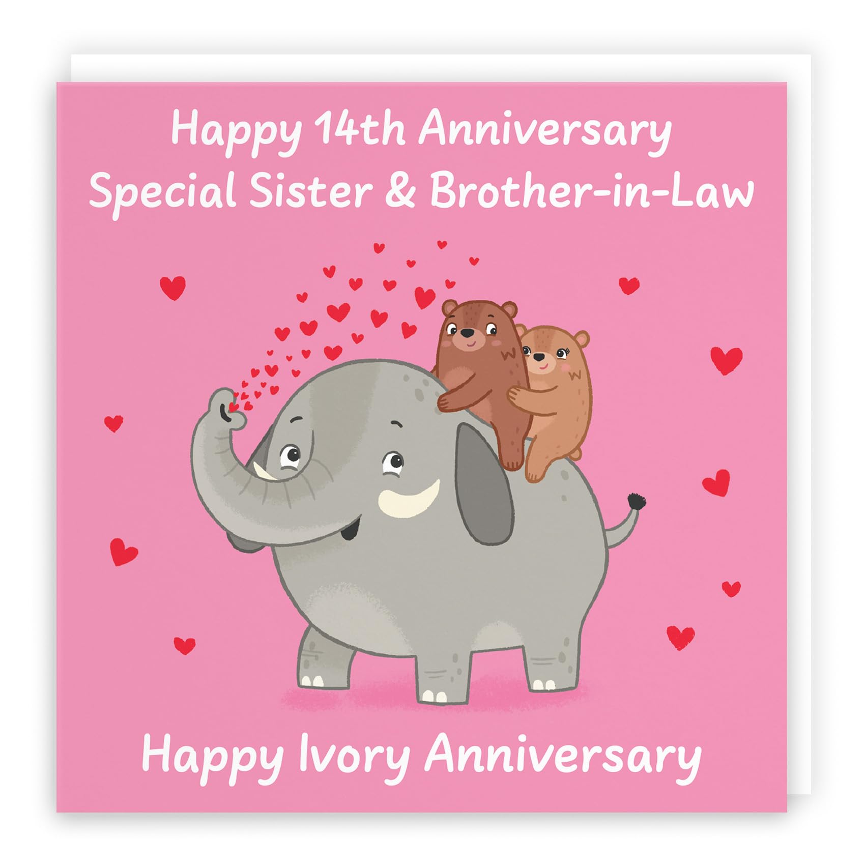 Hunts England - Sister And Brother In Law 14th Anniversary Card - Ivory Anniversary - 14 Years - Cute Fun Bears Card For Sister & Brother-in-Law - Love Story Collection