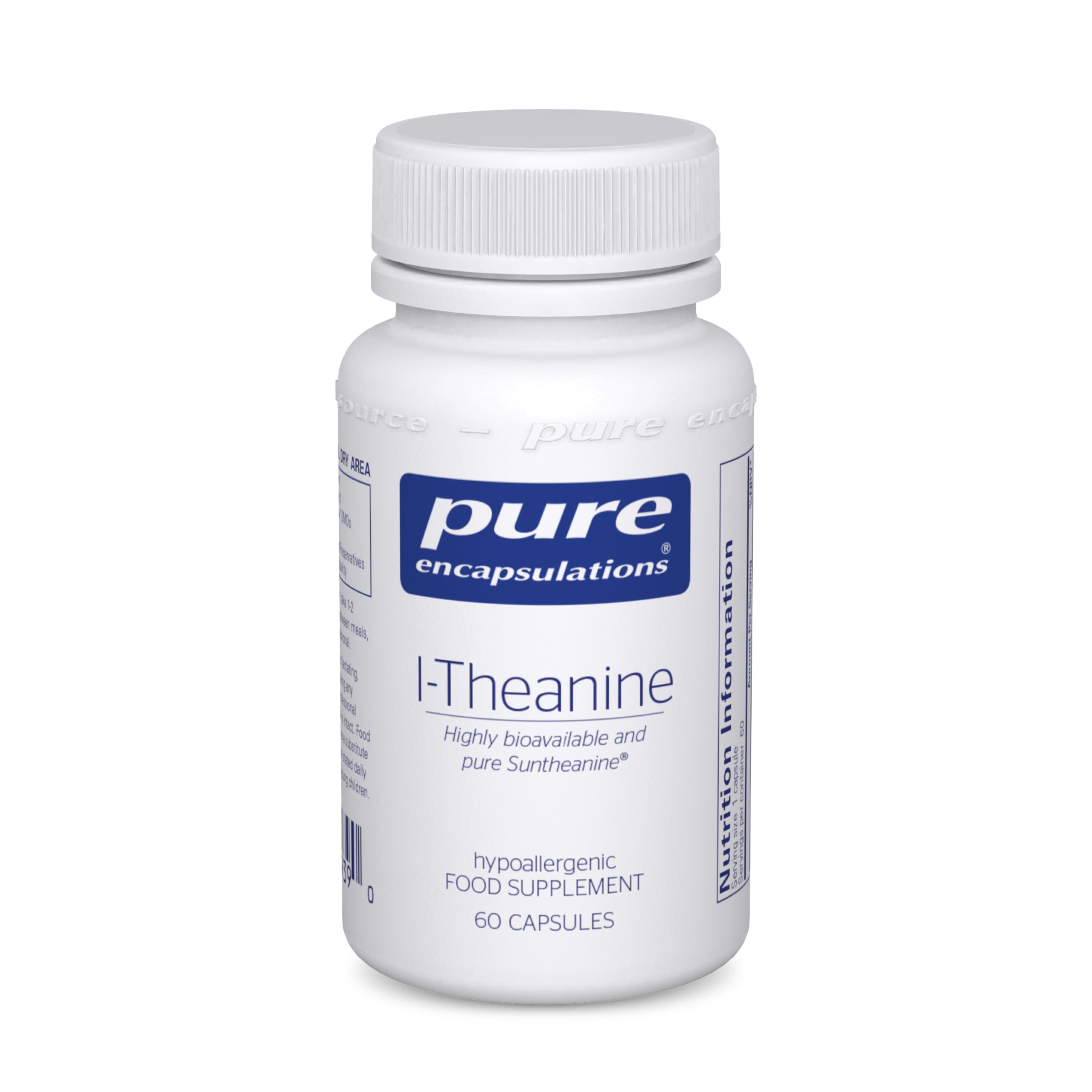 Pure Encapsulations L-Theanine - Hypoallergenic Active Green Tea Extract Supplement - 60 Capsules