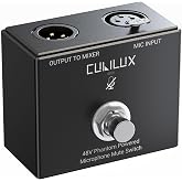 Cubilux MMX-3 XLR Footswitch Mute Switch for 48V Condenser Microphone, Hand/Foot Control, Aluminum Alloy Case Mic On/Off Switcher for Studio, Broadcast and Stage