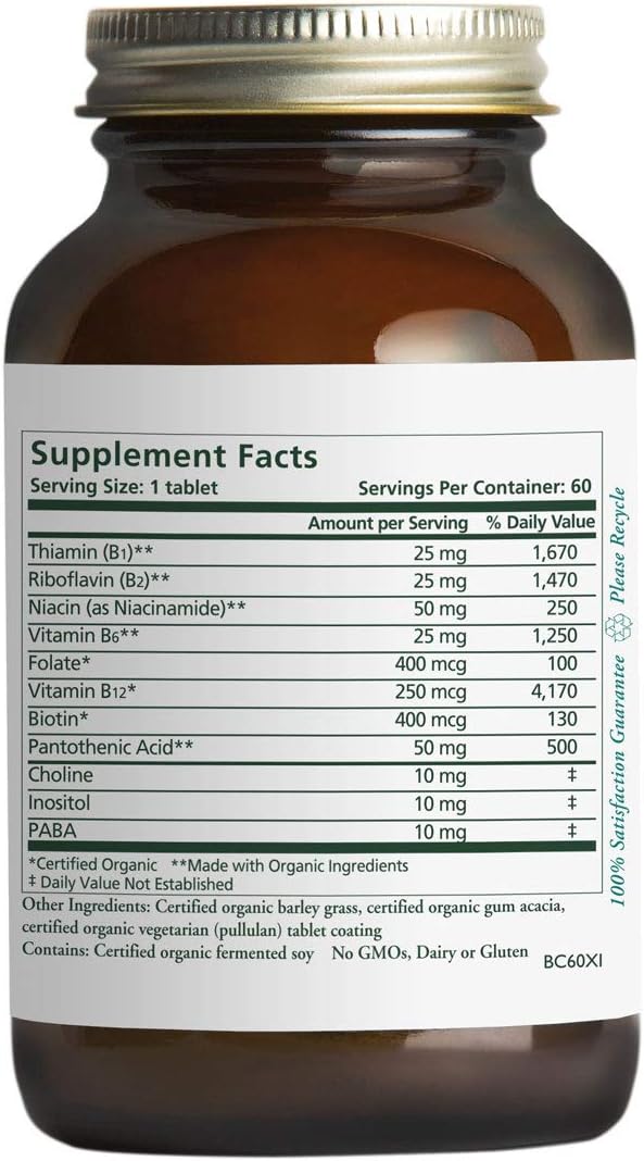 Pure Synergy Super B-Complex (60 Tablets) B Vitamin Made w/ Organic Fruits & Veggies: Health & Personal Care