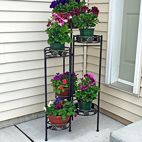 Sunnydaze 6-tiered indoor/outdoor folding plant and flower stand,…