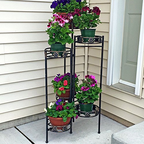 Sunnydaze 6-Tiered Folding Plant Stand, 45 Inches