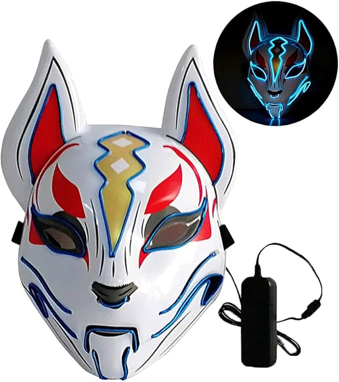 Hzonder Halloween Mask,LED Light Up Fox Mask,For Men Women Cosplay