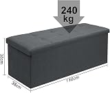 Dripex Folding Linen Storage Ottoman Gray 110x38x38 Foldable Chest 120L view 2