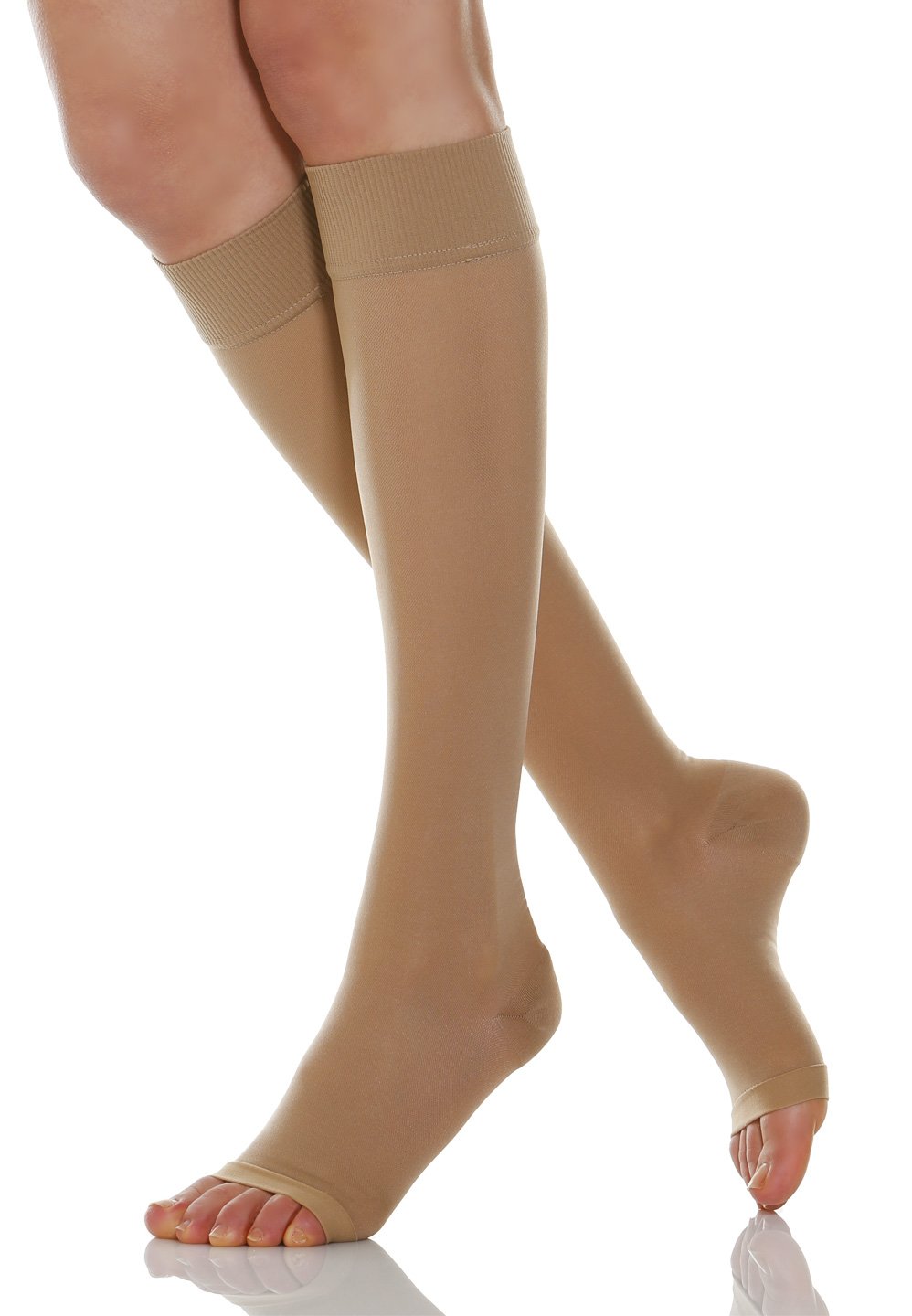 Relaxsan Basic 950A (1 Pair - Skin 1/S) Compression Socks for Women, Knee High Socks Open Toe, 22-27 mmHg — image 1