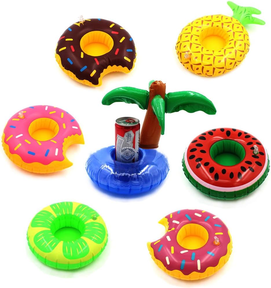 7 PCS Inflatable Pool Party Drink Floats Swimming Drink Holder