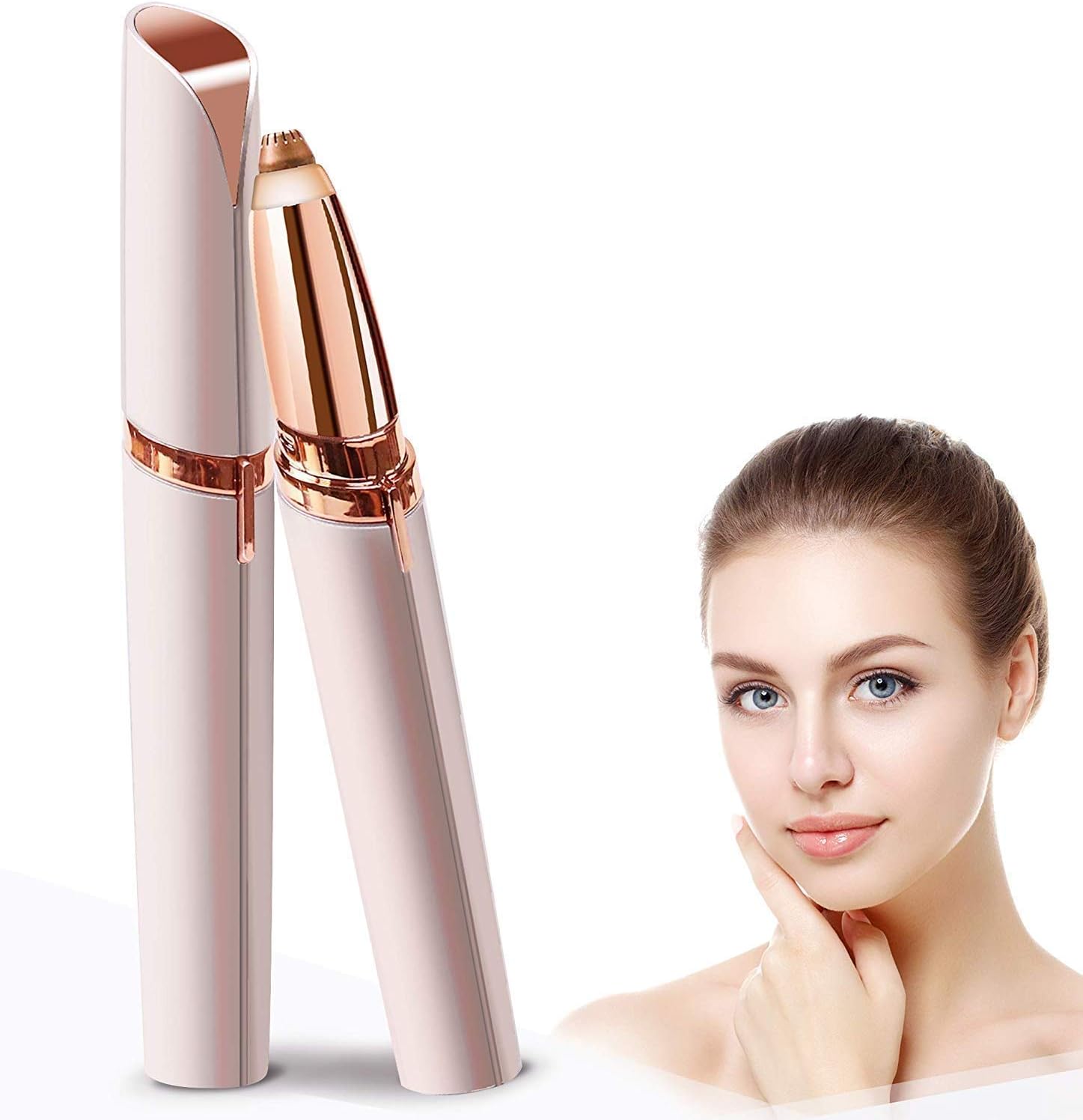 Electric Eyebrow Hair Remover,Linstar Women's Painless Brows and Facial Hair Trimmer for Nose, Eyebrow Hair, Battery Not Included (White)