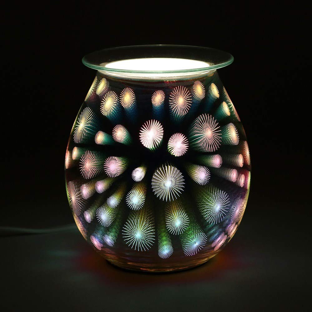 Multicolor Glass 3D Starburst Electric Oil Burner - 14cm x 10cm (1 Pc.) - Striking Design & Unique Gift, Durable Material - Perfect for Home Decor