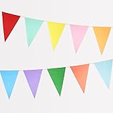 Meri Meri Bright Tissue Flag Banner (Set of 2), Reusable Party Decorations, 12' Party Banner Including Excess Cord