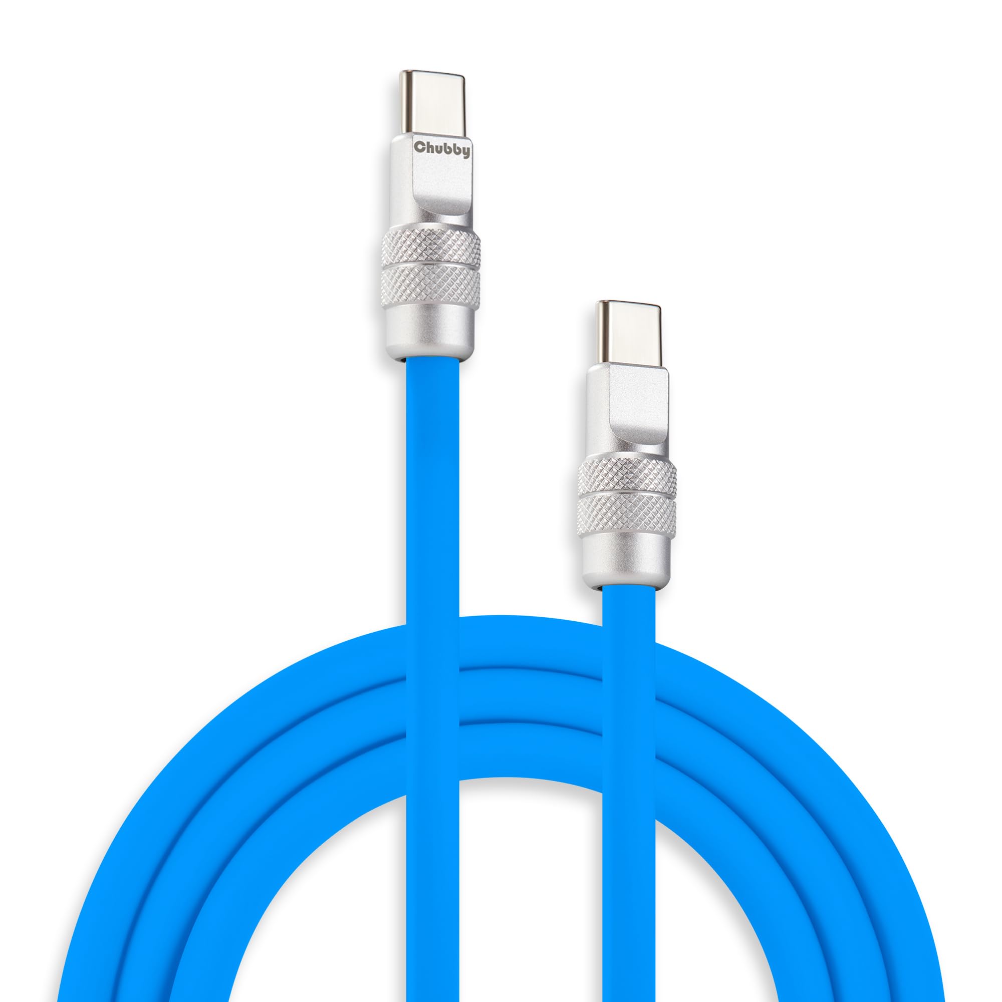 Photo 1 of chubbycable Chubby 2.0 Fast Charging Cable Durable Soft Silicone USB C Cable 240W Extra Thick Charger Cord Compatible with iPhone 17-15 Series iPad, Blue, Type-C to Type-C, 9.8 FT