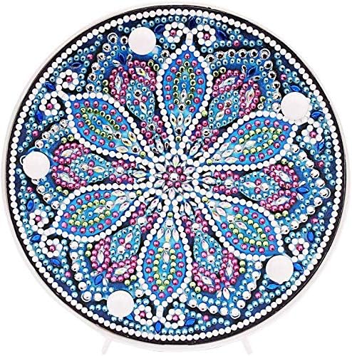 YOBEYI Diamond Painting Mandala with LED Lights Special Shaped Full Drill Crystal DIY Diamond Drawing Colorful Night Light Bedside Lamp for Home Decor or Gifts-6x6in (Mandala-B)