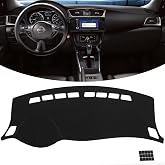 KEYOOG Dashboard Cover Dash Mat Fit for Ni-ssan Sentra 2019-2013 (Without HUD Models),Car Dash Board Mat Anti-Glare Carpet,Non-Slip Pad Sunshield Protector (Black)
