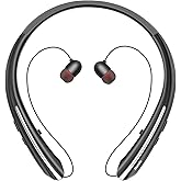 Dawsho Neckband Bluetooth Headphones, Bluetooth 5.4 Wireless Headphones with Retractable Earbud, CVC8.0 Noise Cancelling, 18Hrs Playtime Stereo Headset (Black)