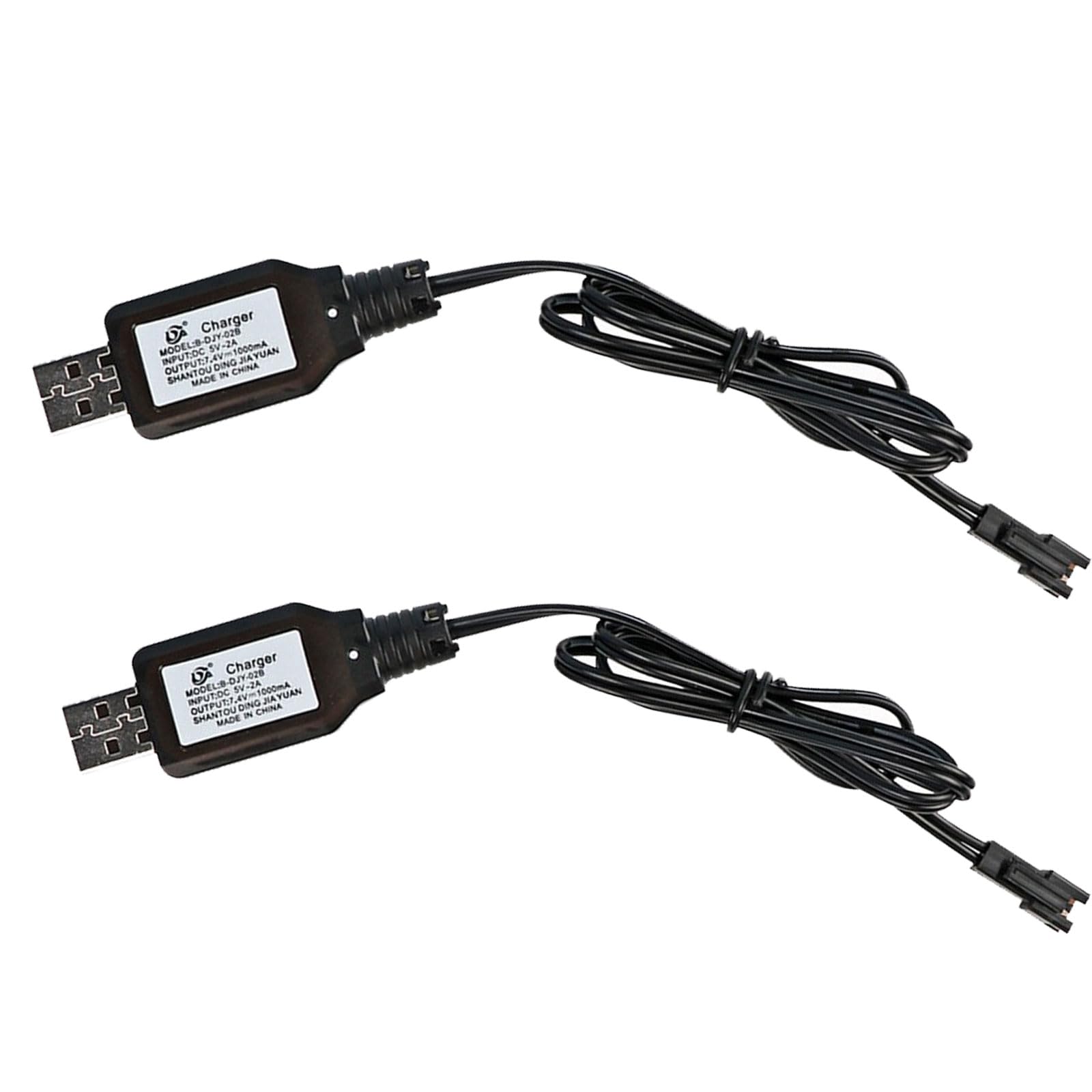 Wodehaainiyibeizi 2-Pack USB Charger Cable with 7.4V SM-2P Connector for Remote Control Cars and Toys