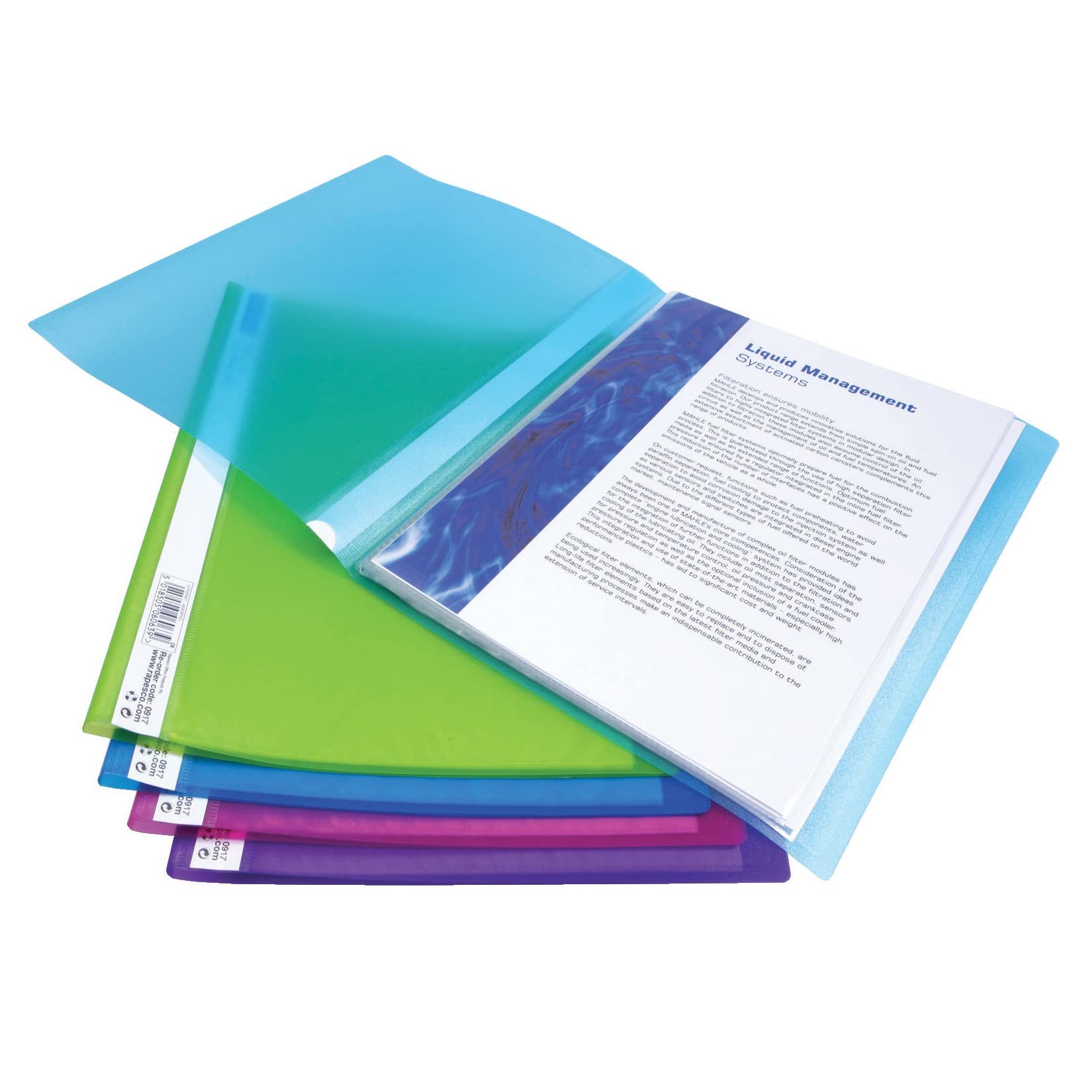 Rapesco 0916 Flexible Display Book, 20 Pockets, A4, Assorted Colours, Pack of 10