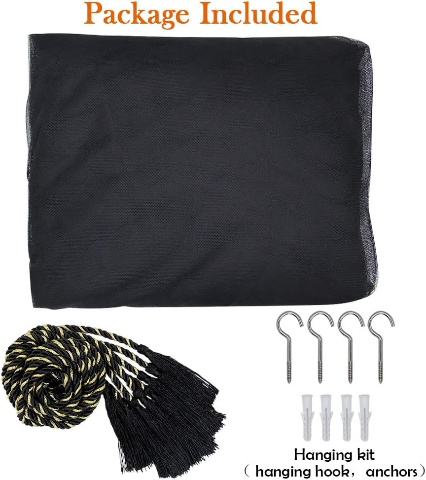 Twinkle Star 4 Corner Post Bed Canopy for Full/Queen/King Size Bed (Elegant Black): Home & Kitchen
