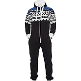 Juicy Trendz Adult Hooded Fleece Onesie Pajamas, Non-Footed One Piece Zip-Up Aztec Printed Jumpsuit Sleepwear for Men & Women