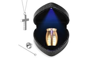 ABIGIO Mini Urns for Human Ashes Keepsake with Heart Case, Urn Necklace and Funnel, Peaceful Miniature Burial Urns Gifts for Loss of Loved One, Mini Cremation Ashes Holder, Gold