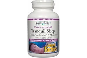 Natural Factors - Stress Relax Extra Strength (L-theanine 200mg - 5 HTP 15mg - Melatonine 6mg) 60 Chewable Tablets Tropical F