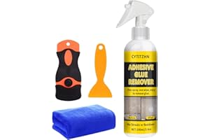 CYTITZHN Adhesive Remover - Powerful Sticker & Glue Remover Spray for Cars, Removes Labels, Stickers, Decals, Tape Residue from Car Glass, Paint & Windows with Scraper, Razor Blades, and Towel - 3.4oz/100ml