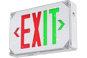 SiTiSFi Wet Location LED Exit Sign Red/Green Color Switchable, Outdoor Emergency Exit Sign Light with Battery Backup, Exterior Waterproof Hardwired Lighted Exit Signs, AC 120/277V, UL Listed (1 Pack)