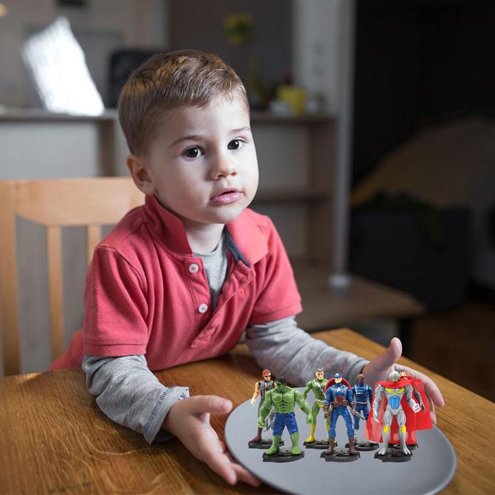Super Hero Figure Action Figures, 8 Pcs Super Hero Cake Top Decoration, Mini Figures Theme Party Desktop Decorations
