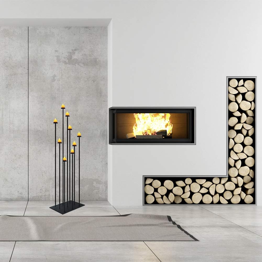 smtyle DIY 9 Candelabra Floor 42 inch Tall Candle Holders Centerpiece for Wedding Decor Using Tealight Set Large with Black Iron: Kitchen & Dining