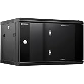 RackPath 6U Wall Mount Network Rack Cabinet &ndash; Quiet Cooling Fan, Locking Glass Door, 17.7" Deep (450mm), Removable Locking Side Panels, Fits 19" IT &amp; A/V Equipment