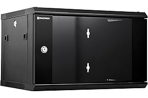 RackPath 6U Performance Wall Mount Server Cabinet Network Rack Enclosure, Quiet Cooling Fan, Locking Glass Door, Black