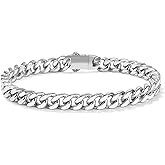 MISWOYI Cuban Link Bracelet for Men Waterproof 316L Stainless Steel Bracelet Width 5mm/7mm/9mm/12mm, 7.5"/8.3"/9" Length, Miami Cuban Bracelet for Men Hip Hop Jewelry Men Gift