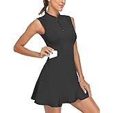 Tanst Sky Women's Golf Dress with Shorts Zip Up Quick Dry Sleeveless Pockets Tennis Workout Dresses