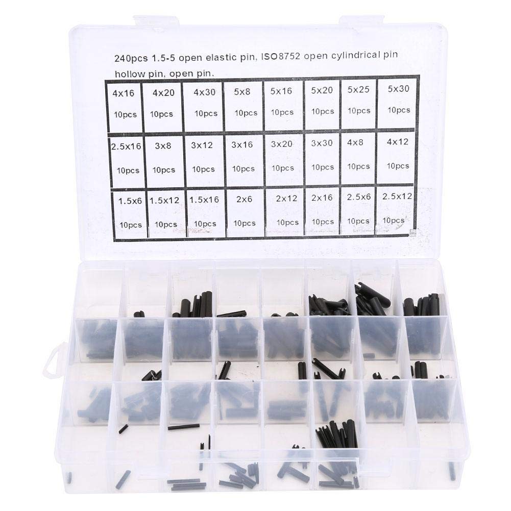 240Pcs Elastic Cylindrical Pin,Carbon Steel Hollow Positioning Auxiliary Parts,1.5-5, pin