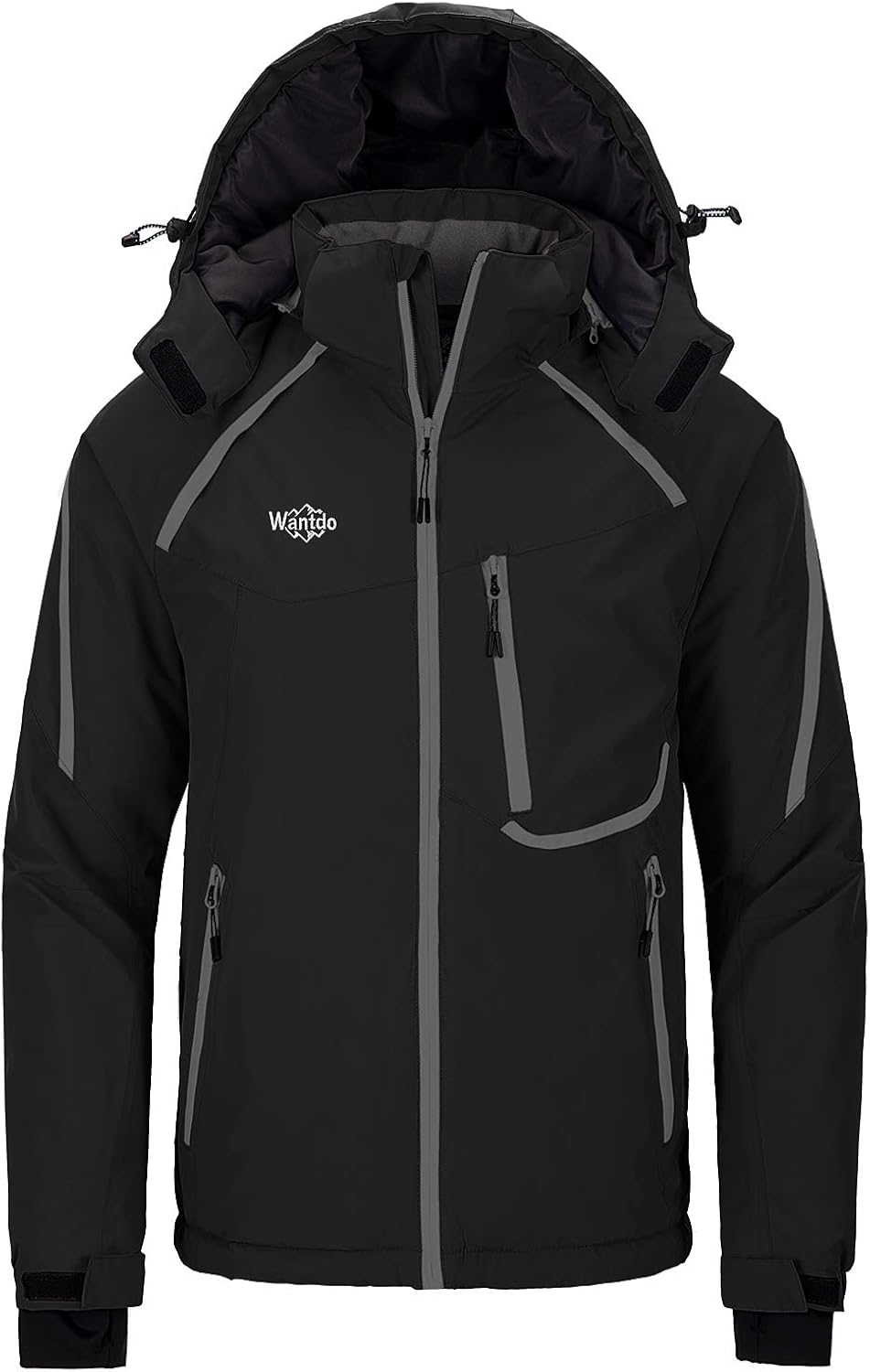 Wantdo Men's Mountain Waterproof Ski Jacket Windproof Rain Jacket Winter Warm Snow Coat