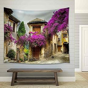 Beautiful Old Town of Provence - Fabric Wall Tapestry Home Decor - 51x60 inches
