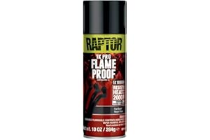 RAPTOR Flameproof Automotive Body Paint, Professional Grade, Extra Tough Protective Spray Paint For High Heat, Flat Black, 10 oz