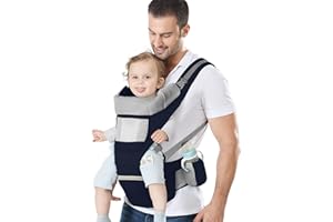 YSSKTC Baby Carrier Ergonomic Infant Carrier with Hip Seat Kangaroo Bag Soft Baby Carrier Newborn to Toddler 7-45lbs Front and Back Baby Holder Carrier for Men Dad Mom (Blue)